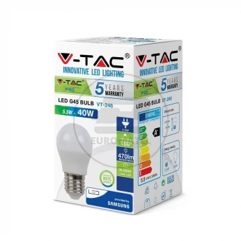 Żarówka LED VT-246 SAMSUNG CHIP 5.5W E27 G45 6400K 470lm A+ 180st. 176