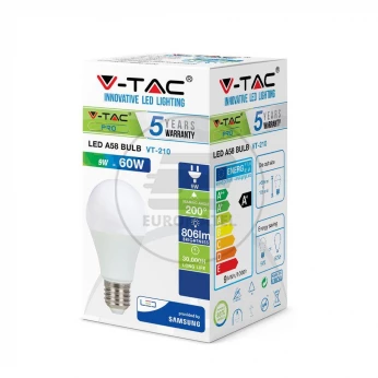 Żarówka LED VT-210 SAMSUNG CHIP 9W E27 A58 3000K 806lm A+ 200st. 228