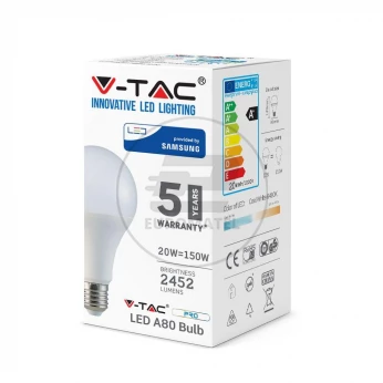 Żarówka LED VT-233 SAMSUNG CHIP 20W E27 A80 3000K 2452lm A+ 237