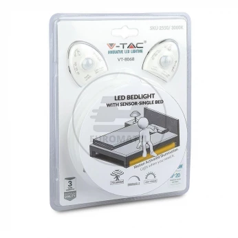 Nocne Oświetlenie LED V-TAC Czujnik Ruchu Podwójne Łóżko VT-8068 3000K 260lm 3 Lata Gwarancji
