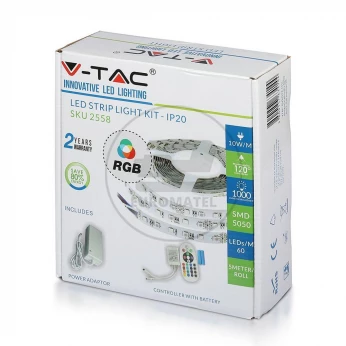 Taśma LED V-TAC Zestaw Taśma Zasilacz Pilot Sterownik RGB 1000lm