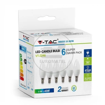 Żarówka LED VT-2246 5.5W E14 4000K 470lm A+ 6szt./op 2737