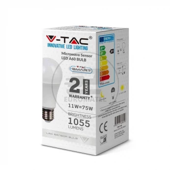 Żarówka LED V-TAC 11W E27 A60 Czujnik Mikrofalowy VT-2211 6400K 1055lm
