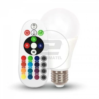 Żarówka LED 9W E27 A60 RGB+3000K Ściemnialna 806lm 200st. A+ (Sterowanie pilotem) 2766