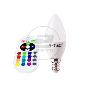 Żarówka LED V-TAC 3.5W E14 Świeczka Pilot VT-2214 4000K+RGB 320lm