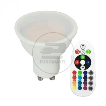 Żarówka LED 3,5W GU10 RGB+4000K Ściemnialna 300lm 110st. A+ (Sterowanie pilotem) 2779