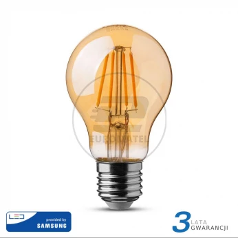 Żarówka LED V-TAC SAMSUNG CHIP 6W E27 Filament A60 Bursztyn VT-266 2200K 725lm 3 Lata Gwarancji
