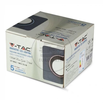 Oprawa Oczko V-TAC GIPS BETON GU10 Kwadrat Wpuszczany Szary/Różowe Złoto VT-862 5 Lat Gwarancji