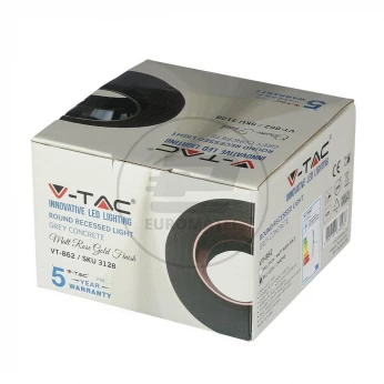 Oprawa Oczko V-TAC GIPS BETON GU10 Okrągła Wpuszczana Szary/Chrom VT-862