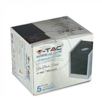 Oprawa V-TAC GIPS BETON GU10 Natynkowy Kwadrat Szary/Czarny VT-860 5 Lat Gwarancji