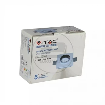 Oprawa Oczko V-TAC GIPS GU10 Kwadrat Wpuszczana G-K Biały+Chrom VT-866 5 Lat Gwarancji