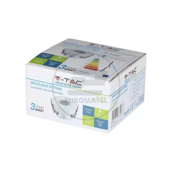 Oprawa Oczko V-TAC GU10 Wpuszczana Biały/Chrom Okrągła VT-873 3 Lata Gwarancji