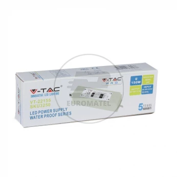 Zasilacz LED V-TAC 150W 12V 12.5A IP67 Hermetyczny Filtr EMI VT-22155 5 Lat Gwarancji