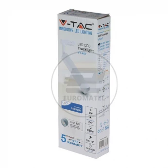Oprawa 7W LED V-TAC Track Light SAMSUNG CHIP CRI90+ Biała VT-407 4000K 420lm 5 Lat Gwarancji