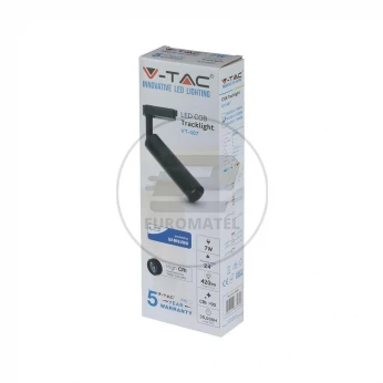 Oprawa 7W LED V-TAC Track Light SAMSUNG CHIP CRI90+ Czarna VT-407 5000K 420lm 5 Lat Gwarancji