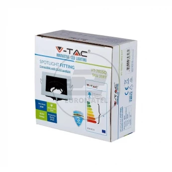 Oprawa Oczko V-TAC Aluminiowa GU10 Kwadrat Biała/Czarna VT-781