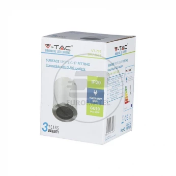 Oprawa V-TAC Aluminiowa GU10 Okrągła Natynkowa Tuba Satyna+Czarny 142x100 VT-796