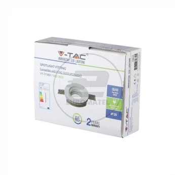 Oprawa Oczko V-TAC GIPS GU10 Wpuszczana Okrągła fi.100 Biała VT-771