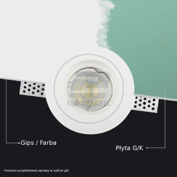 Oprawa Oczko V-TAC GIPS GU10 Wpuszczana Okrągła 132x132 Biała VT-772