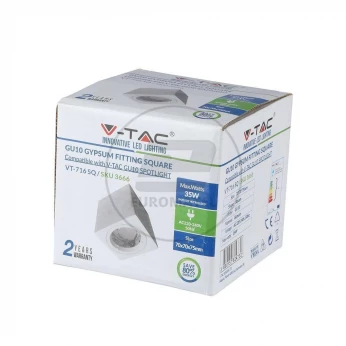 Oprawa V-TAC GIPS GU10 Natynkowa Kwadrat Biała Kostka 75x75x75mm VT-716