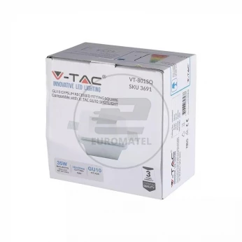 Oprawa Oczko V-TAC GIPS GU10 Wpuszczana Szkło Mrożone Kwadrat 120x120 Biała VT-801