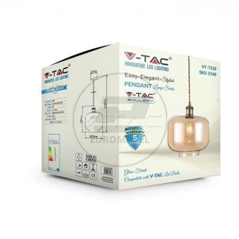 Oprawa Wisząca V-TAC LOFT Szkło Bursztyn VT-7320 5 Lat Gwarancji