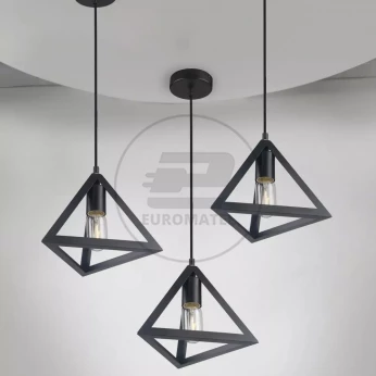 Lampa Wisząca VT-7141 E27 Max. 60W Geometryczna Czarna 3832