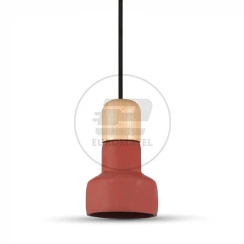 Oprawa Wisząca V-TAC Beton+Drewno Czerwony fi125mm VT-7125 5 Lat Gwarancji