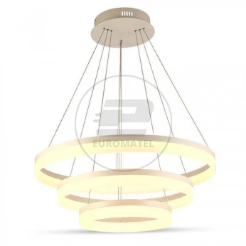 Oprawa Wisząca V-TAC 80W Soft Light Chandelier Slim 3 pierścienie Ściemnialna VT-80-3D 4000K 6400lm 3 Lata Gwarancji