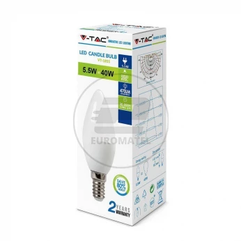 Żarówka LED VT-1855 5.5W E14 CANDLE 2700K 470lm A+ 200st. 42151
