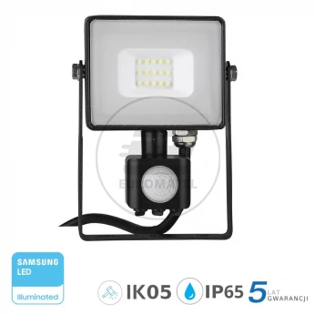 Projektor LED 10W 800lm 3000K Dioda SAMSUNG z czujnikiem ruchu PIR Czarny IP65 436