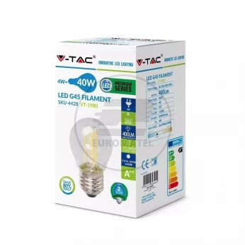 Żarówka LED V-TAC 4W Filament E27 G45 P45 Kulka VT-1980 4000K 400lm