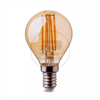 Żarówka LED V-TAC 4W Filament E14 P45 Kulka Bursztyn VT-1835 2200K 350lm