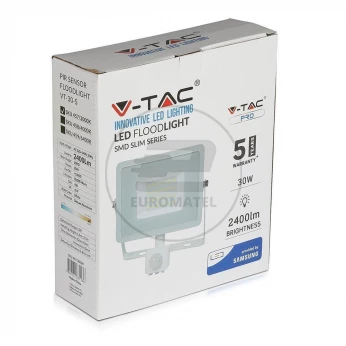 Projektor LED 30W 2400lm 3000K Dioda SAMSUNG z czujnikiem ruchu PIR Biały IP65 457