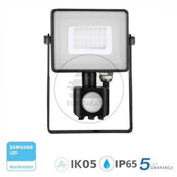 Projektor LED 30W 2400lm 4000K Dioda SAMSUNG z czujnikiem ruchu PIR Czarny IP65 461