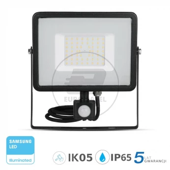 Projektor LED 50W 4000lm 6400K Dioda SAMSUNG z czujnikiem ruchu PIR Czarny IP65 471