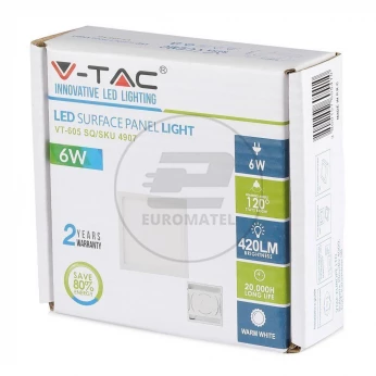 Panel LED Natynkowy V-TAC Premium 6W Kwadrat VT-605SQ 4000K 420lm