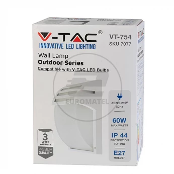 Kinkiet Ogrodowy V-TAC Szkło Biały Mat VT-754