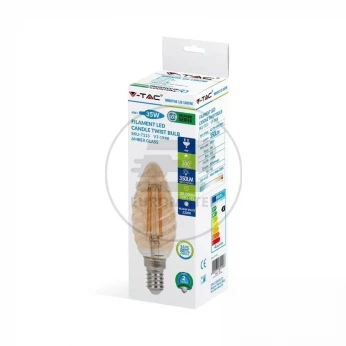 Żarówka Dekoracyjna LED FILAMENT VT-1948 4W E14 CANDLE 2200K 350lm A+ 300st. 7115