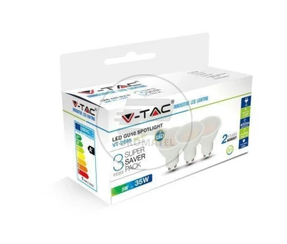 Żarówka LED V-TAC 5W GU10 SMD (Opak. 3szt) VT-2095 3000K 400lm