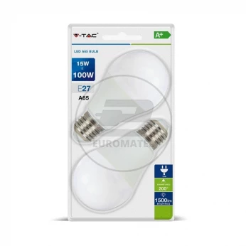 Żarówka LED V-TAC 15W E27 A60 (Blister 2szt) VT-2117 6400K 1500lm