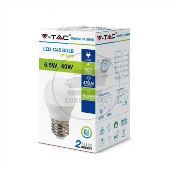 Żarówka LED VT-1879 5.5W E27 G45 6400K 470lm A+ 180st. 7409