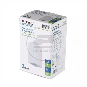 Oprawa ewelacyjna VT-7652 SLEEK GU10 WALL FITTING(ALUMINUM) SQUARE-WHITE BODY,2 WAY IP44 7541
