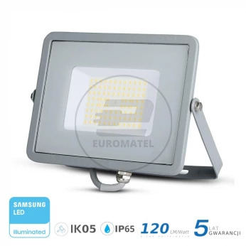 Projektor LED 50W 6000lm 4000K 120lm/W Dioda SAMSUNG Szary IP65 764