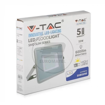 Projektor LED 50W 6000lm 4000K 120lm/W Dioda SAMSUNG Szary IP65 764