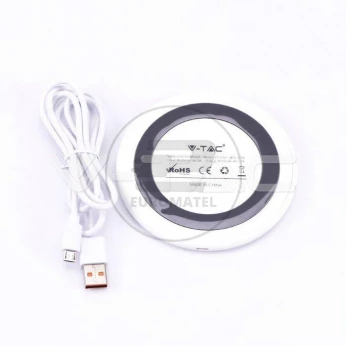 Ładowarka Indukcyjna Bezprzewodowa 5A 10W Biała Okrągła V-TAC VT-1210