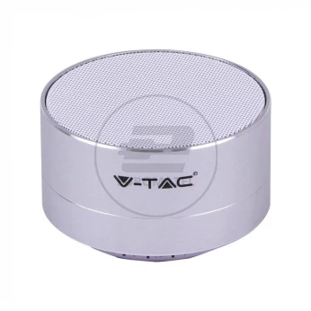 Przenośny Metalowy Głośnik Bluetooth Micro SD Mikrofon 400mah Srebrny V-TAC VT-6133