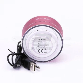Przenośny Metalowy Głośnik Bluetooth Micro SD Mikrofon 400mah Różowy V-TAC VT-6133