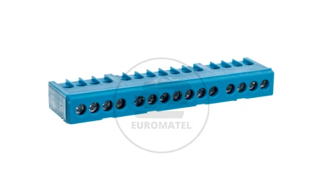 Zacisk przyłącz na TS35 izolowany neutralny N 15-polowy 15x16mm2 niebieski 870N-15FS 89824003