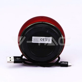 Przenośny Głośnik Bluetooth Micro USB Wysokiej jakości przewód 800mah Czerwony V-TAC VT-6211